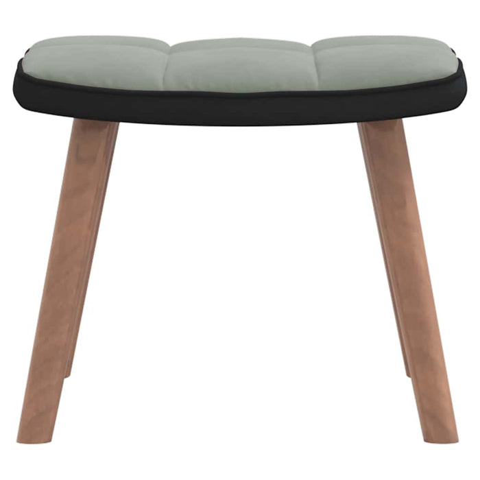 Poltrona a Dondolo con Poggiapiedi Grigio Chiaro Velluto e PVC 327886