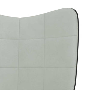 Poltrona a Dondolo con Poggiapiedi Grigio Chiaro Velluto e PVC 327886