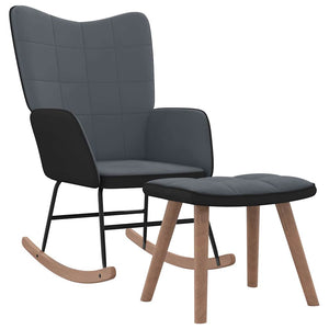 Sedia a Dondolo con Poggiapiedi Grigio Scuro in Velluto e PVCcod mxl 102003