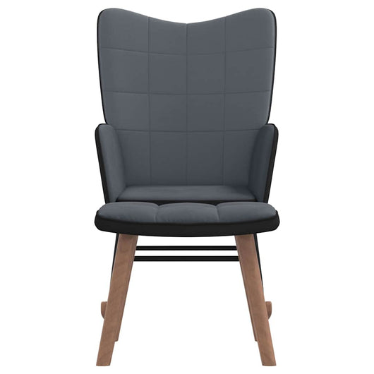 Sedia a Dondolo con Poggiapiedi Grigio Scuro in Velluto e PVCcod mxl 102003