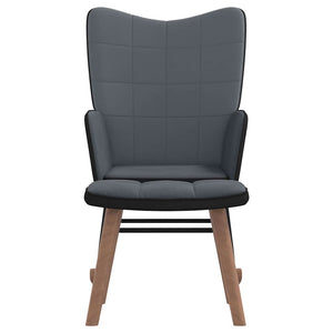 Sedia a Dondolo con Poggiapiedi Grigio Scuro in Velluto e PVC 327887