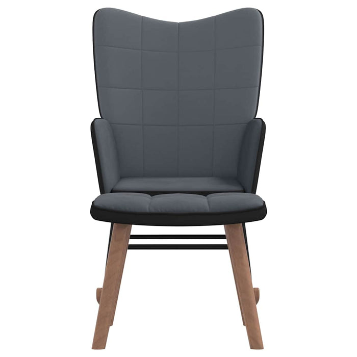 Sedia a Dondolo con Poggiapiedi Grigio Scuro in Velluto e PVC 327887