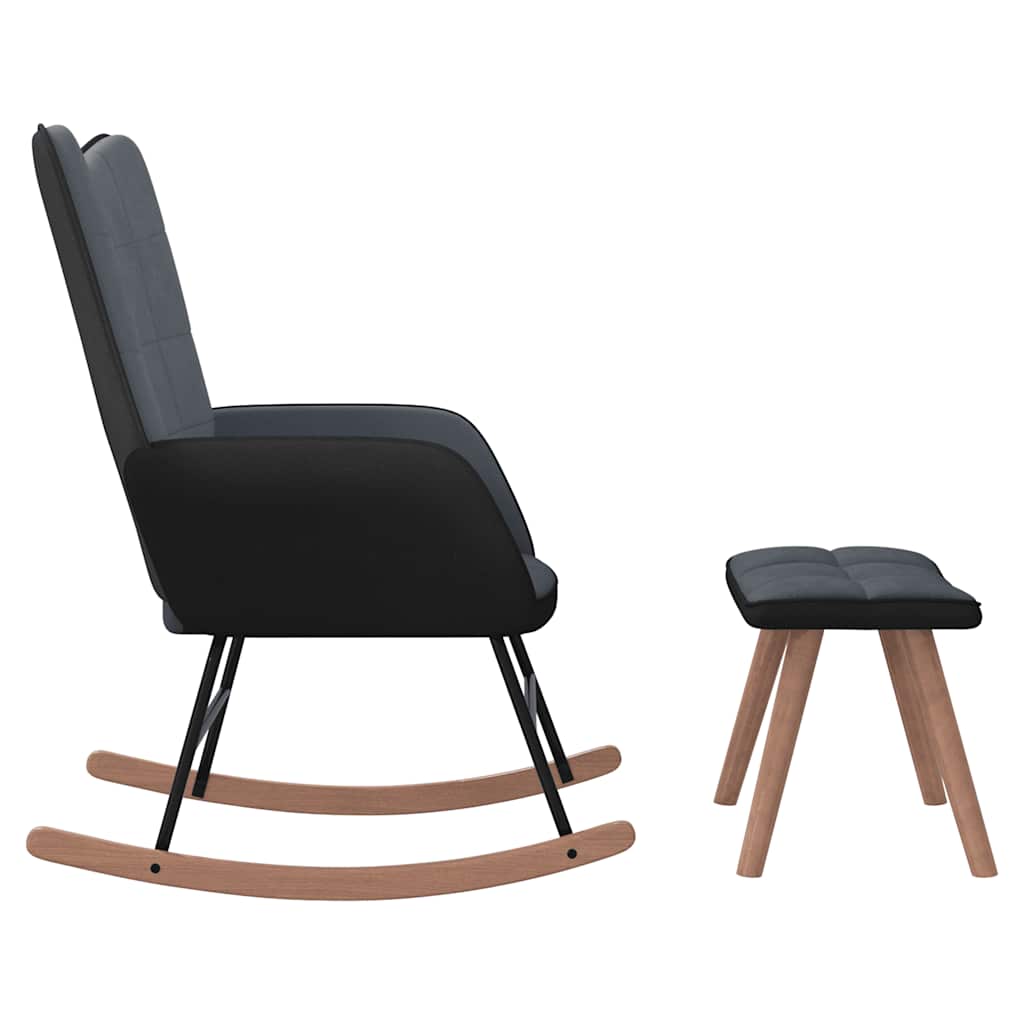 Sedia a Dondolo con Poggiapiedi Grigio Scuro in Velluto e PVC 327887
