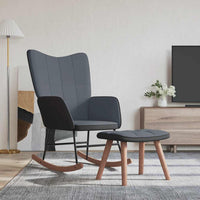 Sedia a Dondolo con Poggiapiedi Grigio Scuro in Velluto e PVC 327887