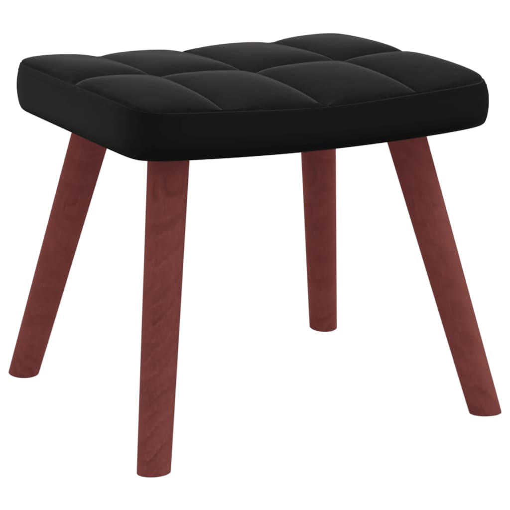 Poltrona a Dondolo con Poggiapiedi Nera in Velluto e PVC 327892