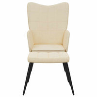 Sedia Relax con Sgabello Crema in Tessuto 327954