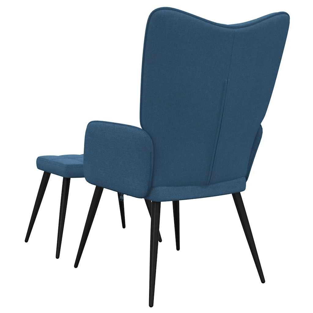 Sedia Relax con Sgabello Blu in Tessuto 327956