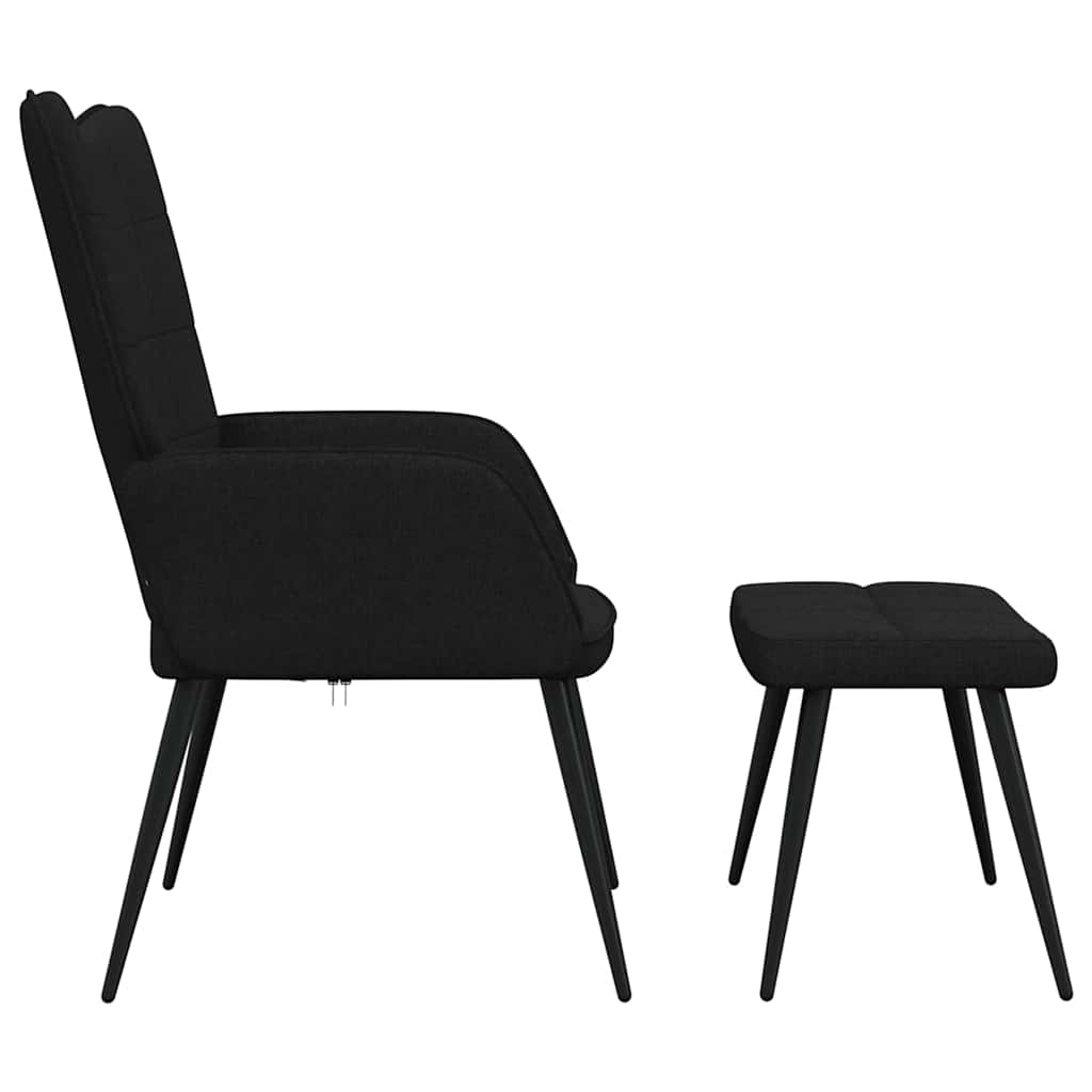 Sedia Relax con Sgabello Nero in Tessuto 327958