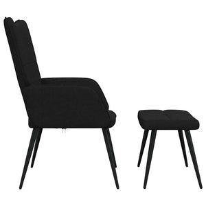 Sedia Relax con Sgabello Nero in Tessuto 327958
