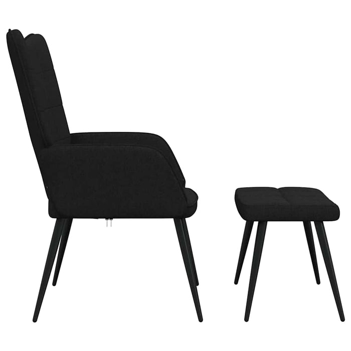 Sedia Relax con Sgabello Nero in Tessuto 327958