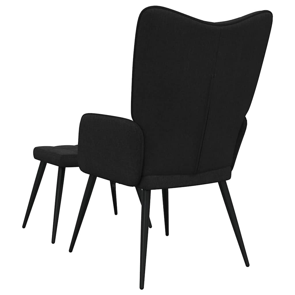 Sedia Relax con Sgabello Nero in Tessuto 327958