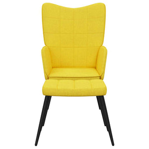 Sedia Relax con Sgabello Giallo Senape in Tessuto 327959