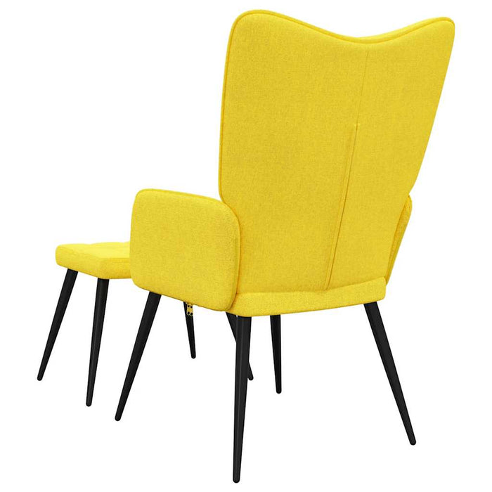 Sedia Relax con Sgabello Giallo Senape in Tessuto 327959