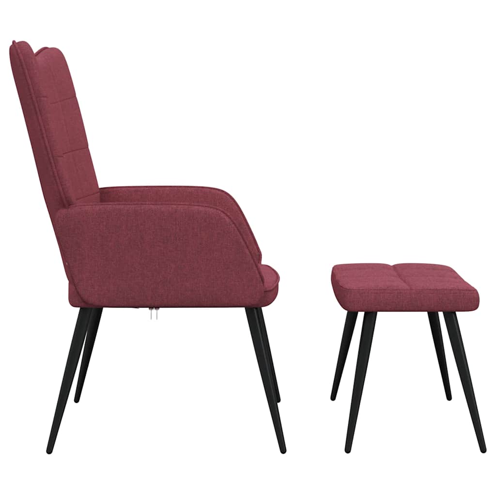 Sedia Relax con Sgabello Rosso Vino in Tessuto 327960