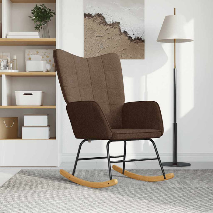 Sedia a Dondolo Marrone in Tessuto 328010