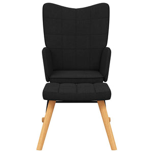 Poltrona a Dondolo con Poggiapiedi Nero in Tessuto 328024