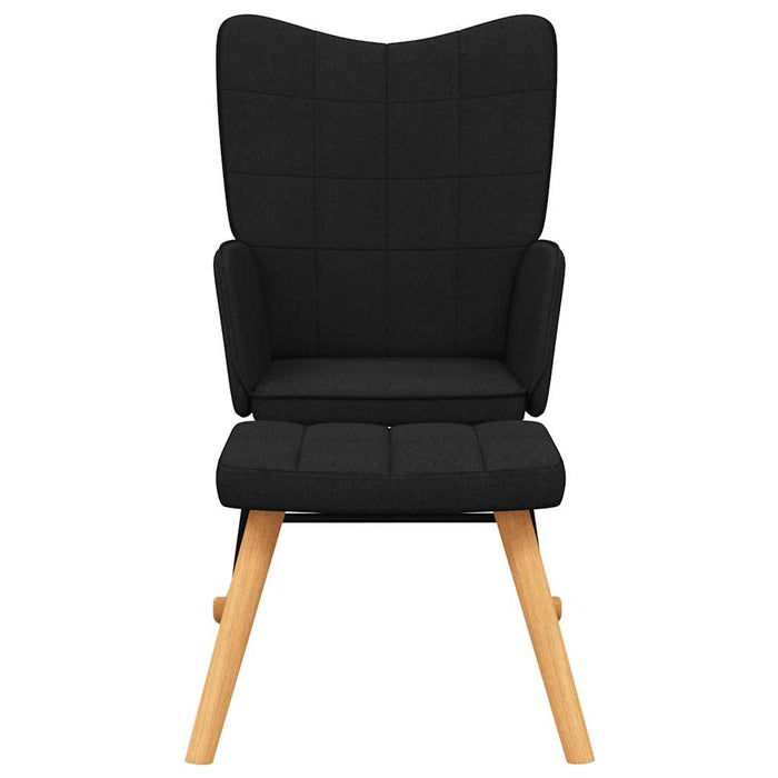 Poltrona a Dondolo con Poggiapiedi Nero in Tessuto 328024