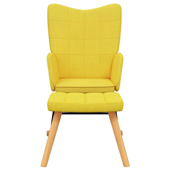 Poltrona a Dondolo con Poggiapiedi Giallo Senape in Tessuto 328025