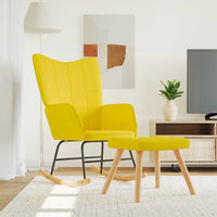 Poltrona a Dondolo con Poggiapiedi Giallo Senape in Tessuto 328025