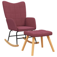 Poltrona a Dondolo con Poggiapiedi Rosso Vino in Tessuto 328026