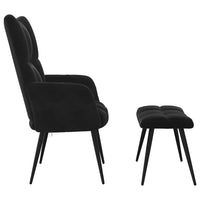 Poltrona Relax con Sgabello in Velluto Nero 328090