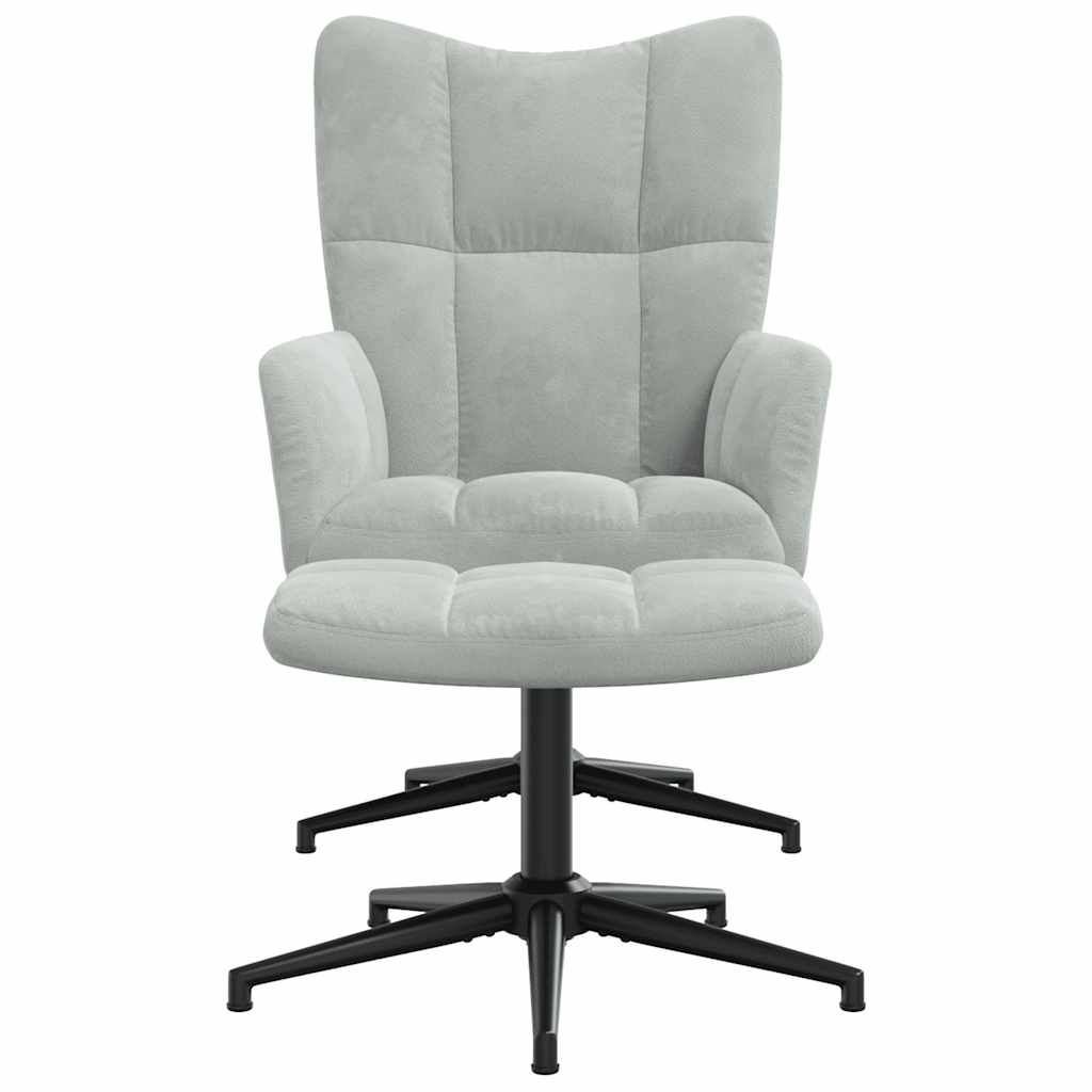 Poltrona Relax con Poggiapiedi Grigio Chiaro in Velluto 328106