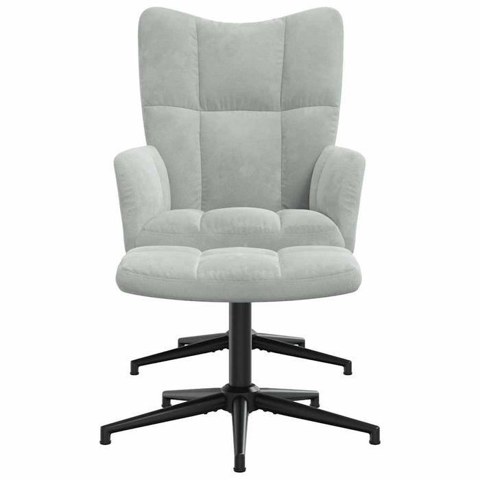 Poltrona Relax con Poggiapiedi Grigio Chiaro in Velluto 328106