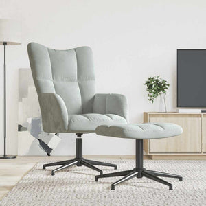 Poltrona Relax con Poggiapiedi Grigio Chiaro in Velluto 328106