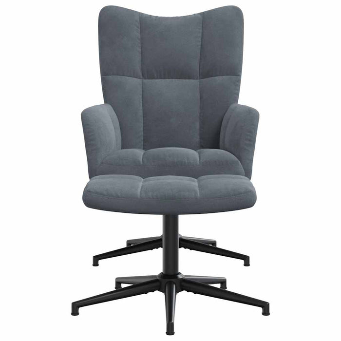 vidaXL Sedia Relax con Poggiapiedi Grigio Scuro in Velluto
