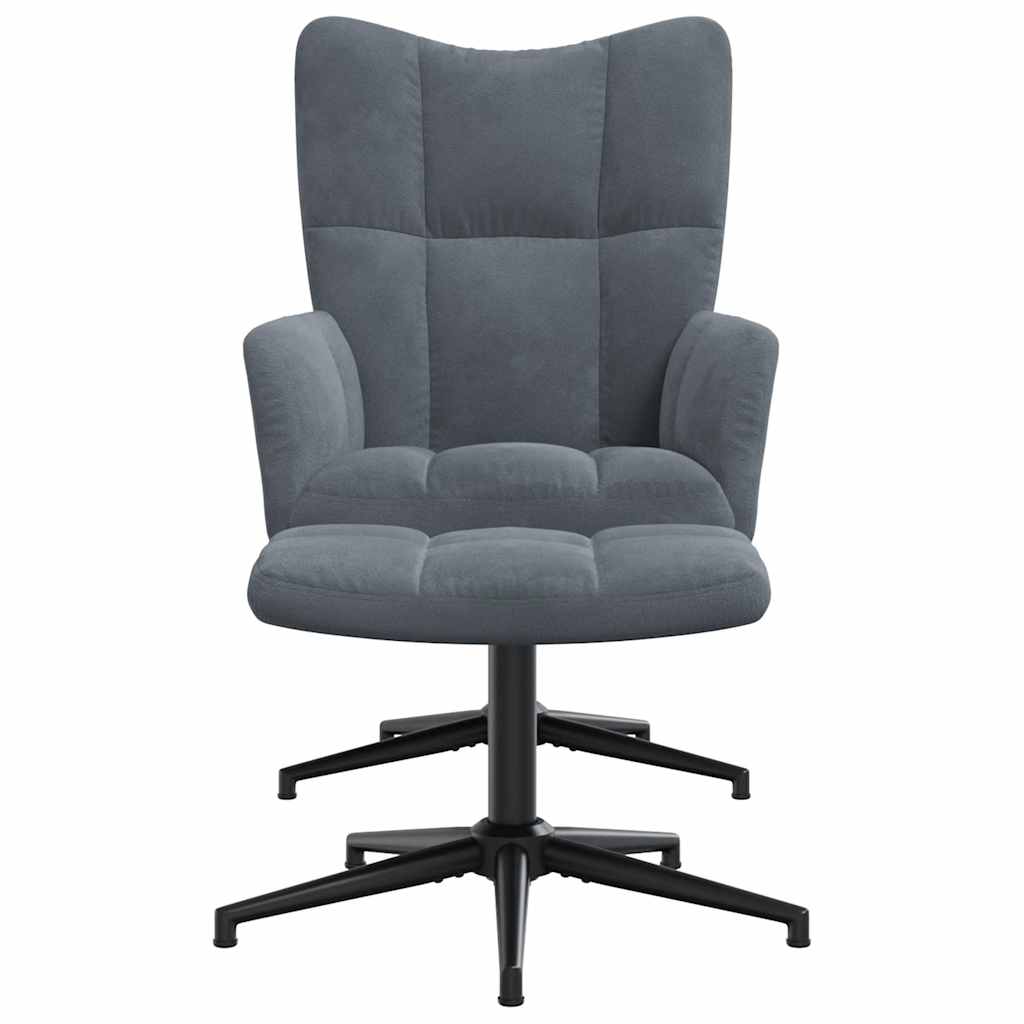 Sedia Relax con Poggiapiedi Grigio Scuro in Velluto 328107