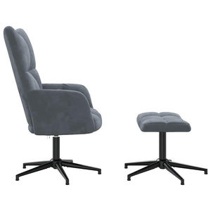 Sedia Relax con Poggiapiedi Grigio Scuro in Velluto 328107