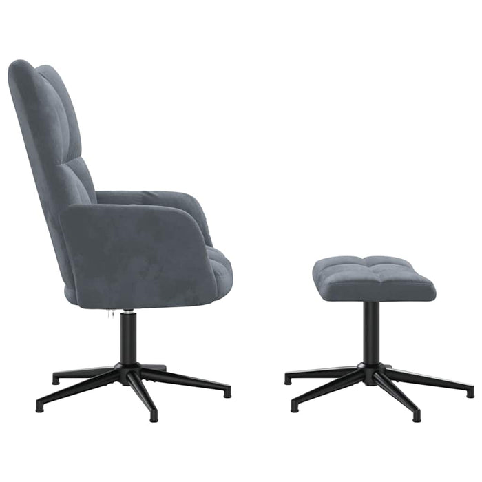 Sedia Relax con Poggiapiedi Grigio Scuro in Velluto 328107