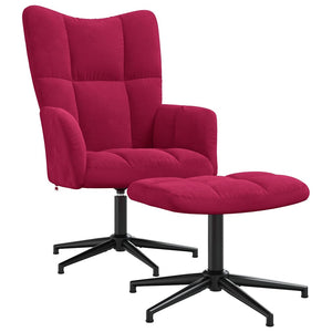 Poltrona Relax con Poggiapiedi Rosso Vino in Velluto 328111