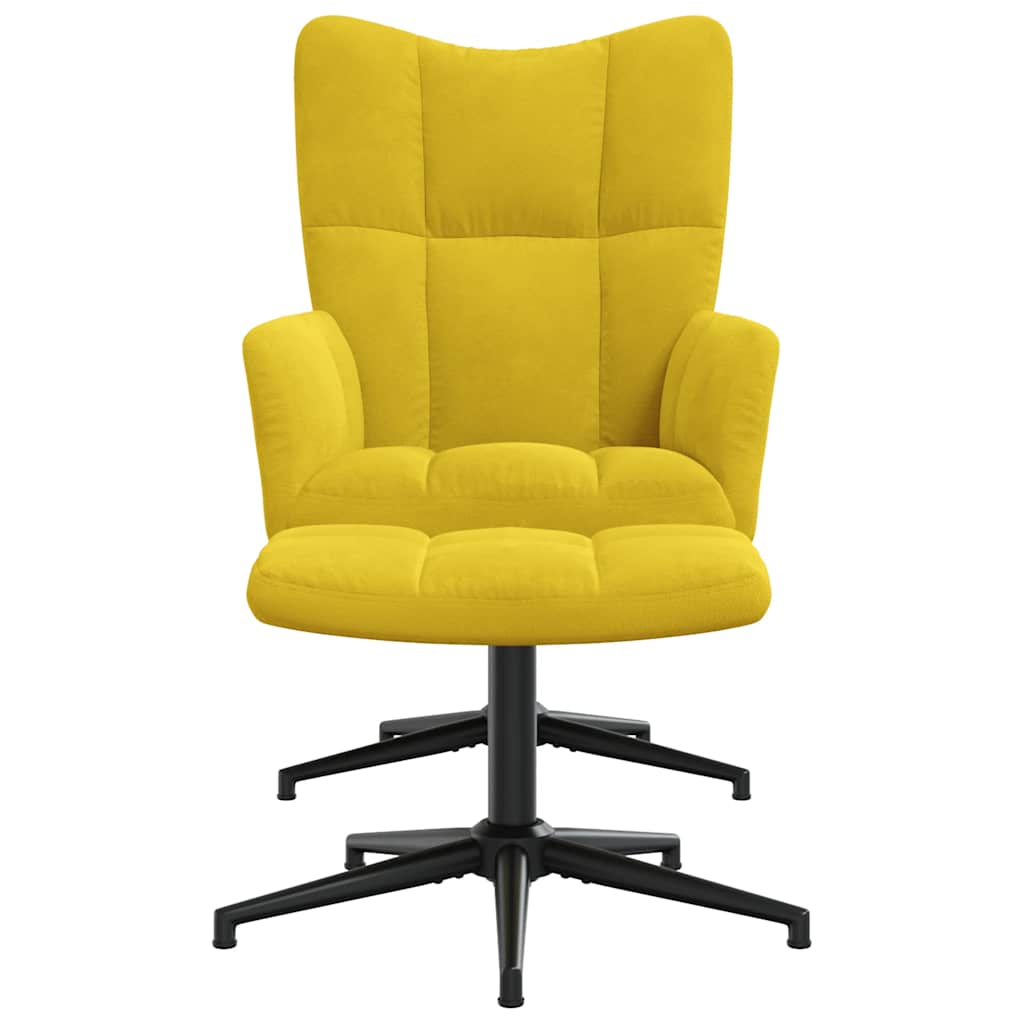 Poltrona Relax con Poggiapiedi Giallo Senape in Velluto 328113