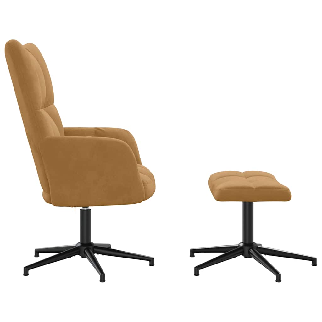 Poltrona Relax con Poggiapiedi Marrone in Velluto 328114