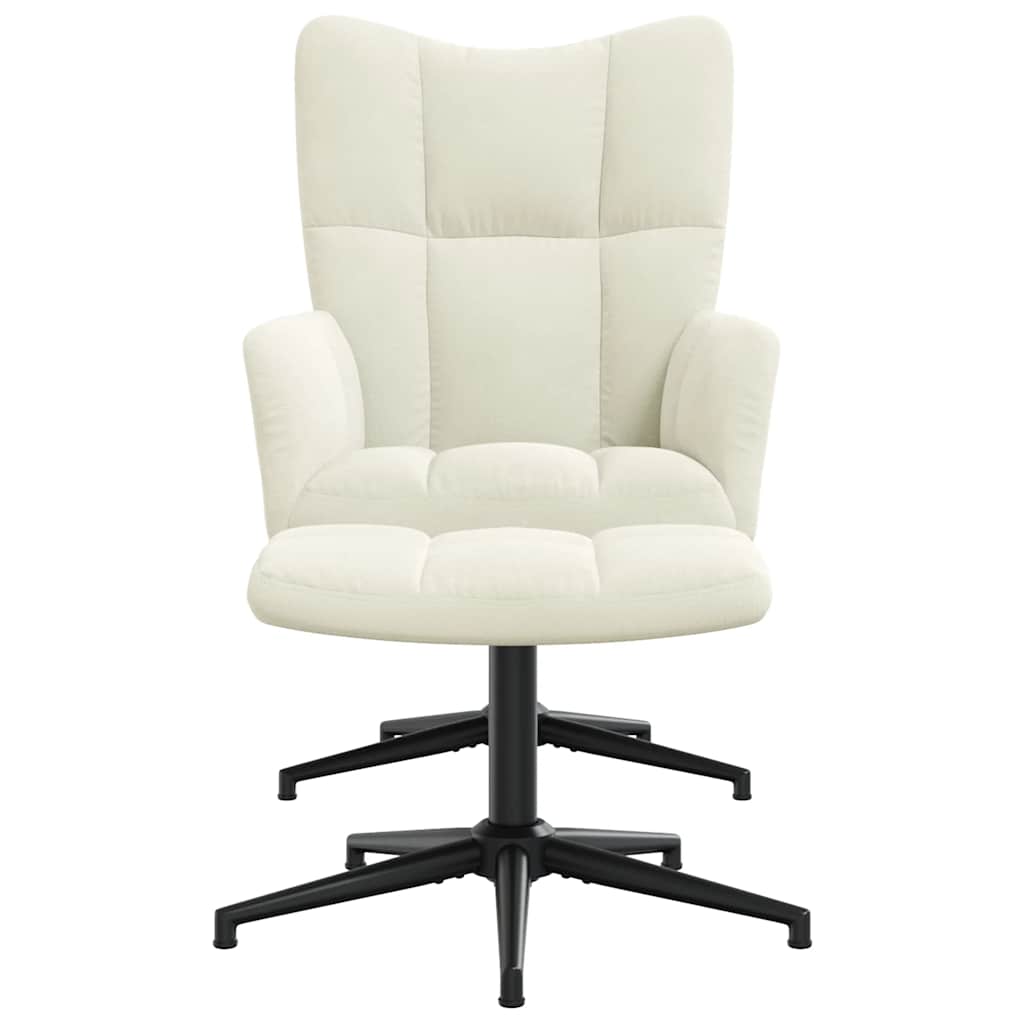 Poltrona Relax con Poggiapiedi Bianco Crema in Velluto 328115