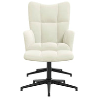 Poltrona Relax con Poggiapiedi Bianco Crema in Velluto 328115