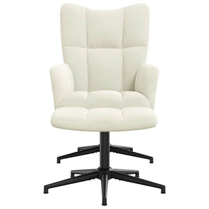 Poltrona Relax con Poggiapiedi Bianco Crema in Velluto 328115