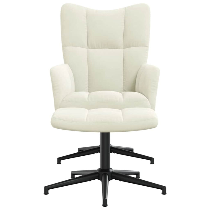 Poltrona Relax con Poggiapiedi Bianco Crema in Velluto 328115