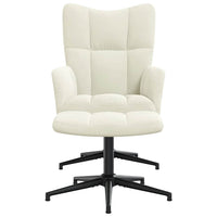 Poltrona Relax con Poggiapiedi Bianco Crema in Velluto 328115