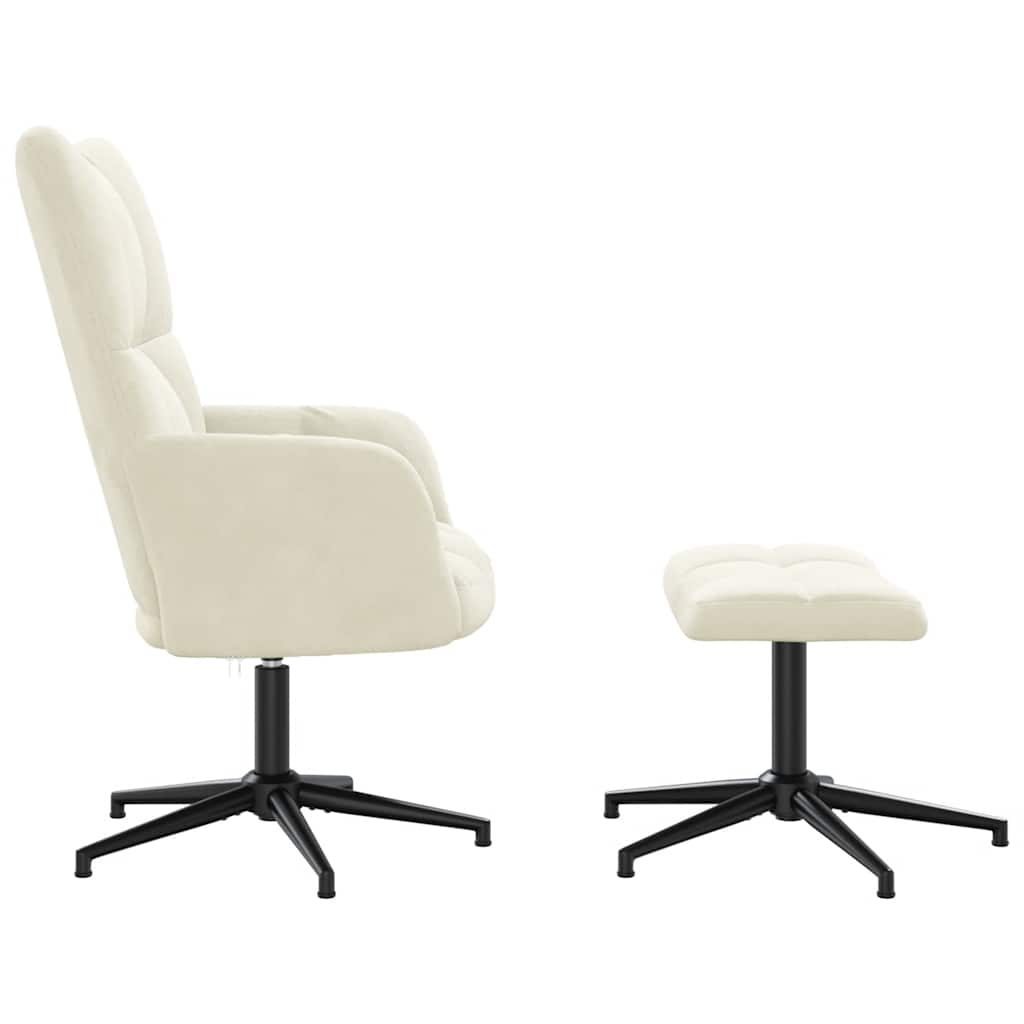Poltrona Relax con Poggiapiedi Bianco Crema in Velluto 328115