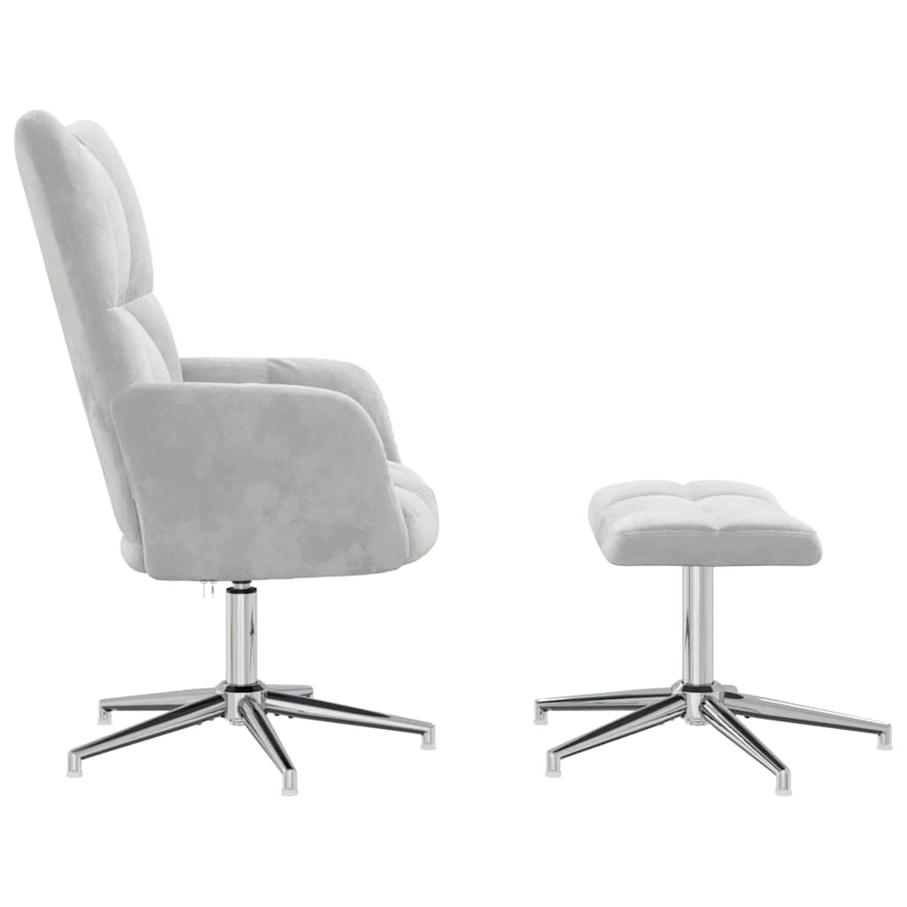 Poltrona Relax con Poggiapiedi Grigio Chiaro in Vellutocod mxl 72553