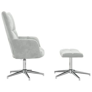 Poltrona Relax con Poggiapiedi Grigio Chiaro in Vellutocod mxl 72553