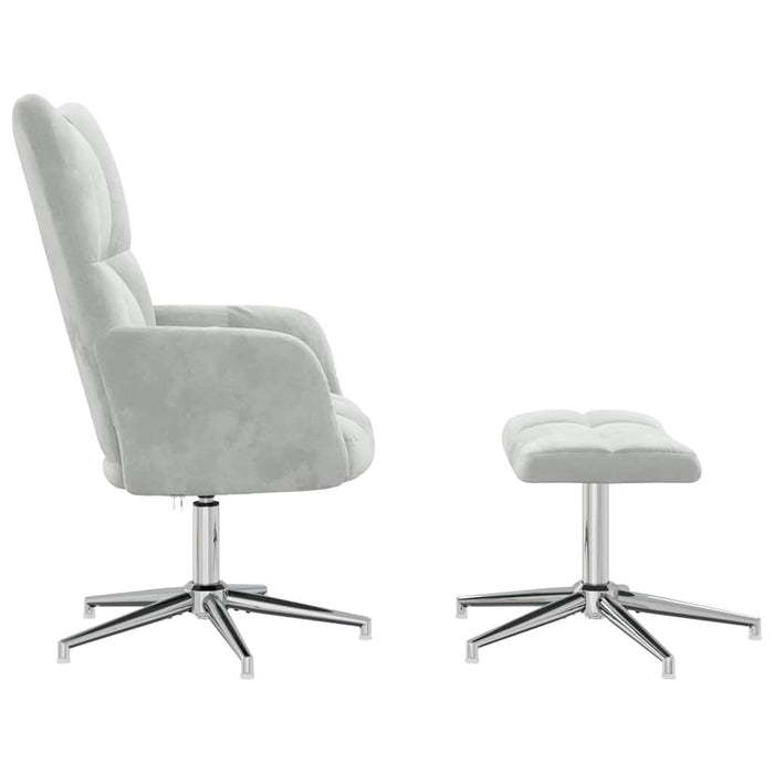 Poltrona Relax con Poggiapiedi Grigio Chiaro in Vellutocod mxl 72553