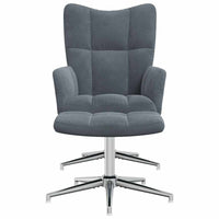 Sedia Relax con Poggiapiedi Grigio Scuro in Velluto 328129