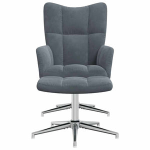 Sedia Relax con Poggiapiedi Grigio Scuro in Velluto 328129