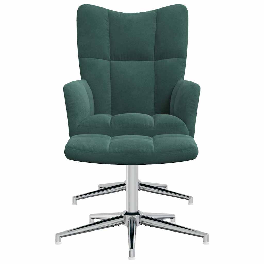 Poltrona Relax con Poggiapiedi Verde Scuro in Velluto 328130