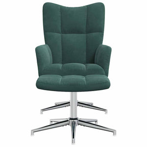 vidaXL Poltrona Relax con Poggiapiedi Verde Scuro in Velluto