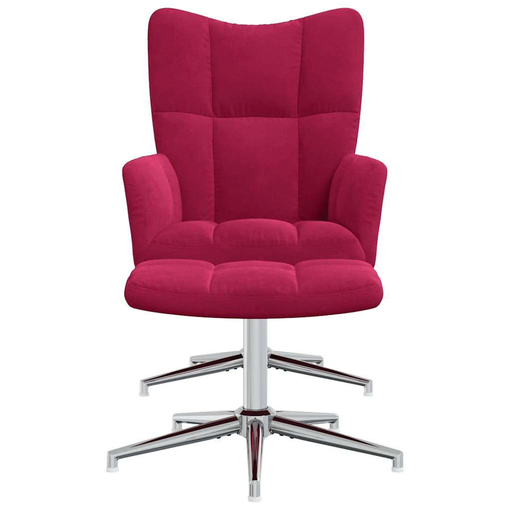 Poltrona Relax con Poggiapiedi Rosso Vino in Velluto 328133