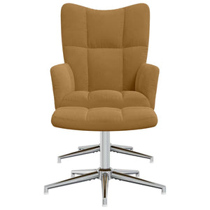 Poltrona Relax con Poggiapiedi Marrone in Velluto cod mxl 15048